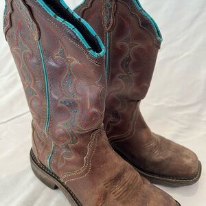 Justin Gypsy L2900 Brown Turquoise Leather Cowboy Boots